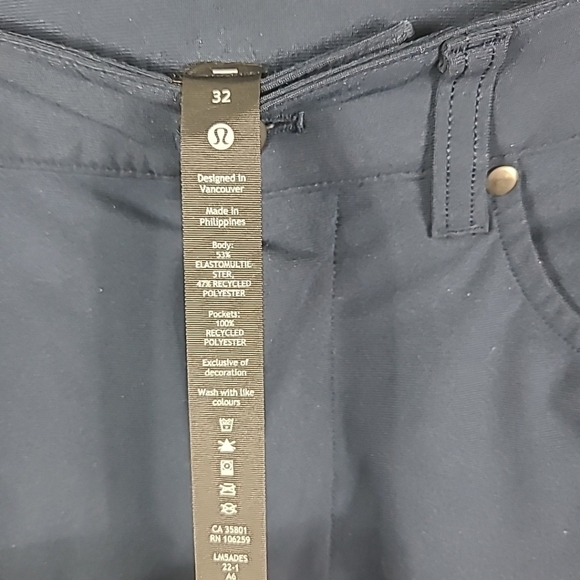 Lululemon Men's ABC Classic 5 Pocket Warpstreme Blue Trouser Pant 32x32 EUC - Picture 6 of 9